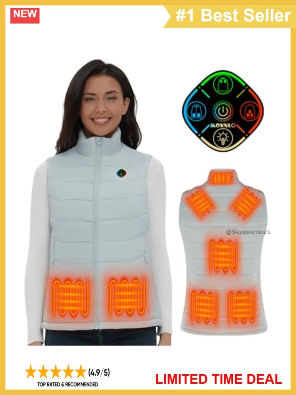 KOVNLO Women's Heated Vest 5-in-1 Smart Controller Lights-Out Design